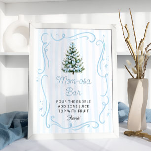 Poster Barre à Mom-osa Fête Prénatale Bébé Bleu Sapin de