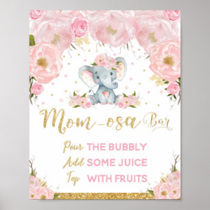 Poster Barre à Mom-osa Fleur Éléphant Rose pour Baby Show