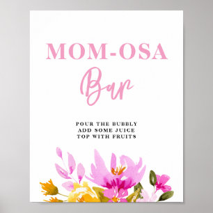 Poster Barre à Mom-osa Fleurs Roses pour Baby Shower