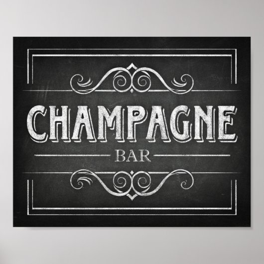 Poster BARRE CHAMPAGNE Style Chalk Signe Imprimer (Devant)