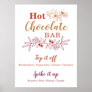 Poster Barre Chocolat Chaud Menu Mariage