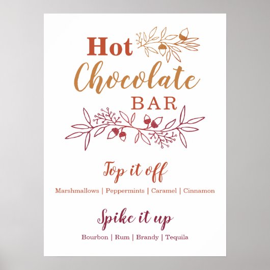 Poster Barre Chocolat Chaud Menu Mariage (Devant)