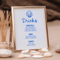 Barre Côtière Bleue Tirée Main Cachet Menu