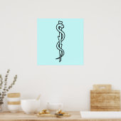 Poster Barre d'Asclepius [symbole médical] (Cuisine)