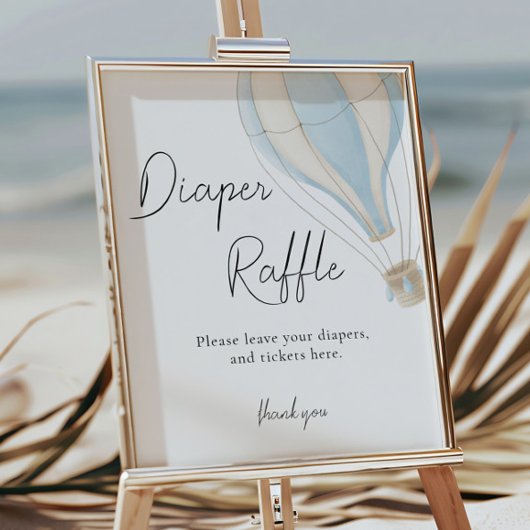 Poster Barre de Baby shower de couches à air chaud bleu