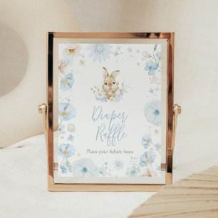 Poster Barre de Baby shower de couches de lapin bleu