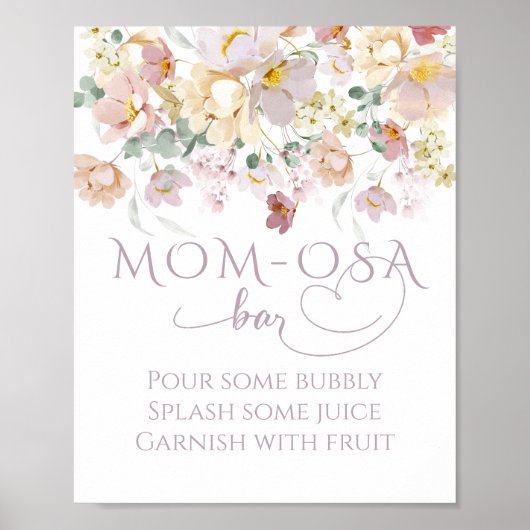 Poster Barre de Baby shower de Fleur sauvage de printemps (Devant)