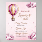 Poster Barre de Baby shower de nuit en toc rose vif (Devant)