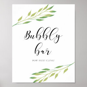 Poster Barre de bulle feuille vert aquarelle signe mariag
