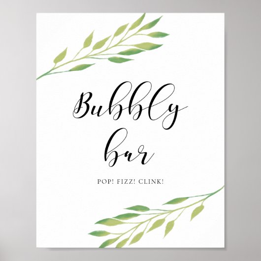 Poster Barre de bulle feuille vert aquarelle signe mariag (Devant)