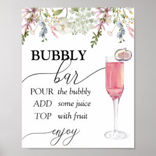 Poster Barre de bulles Fleur sauvage chic