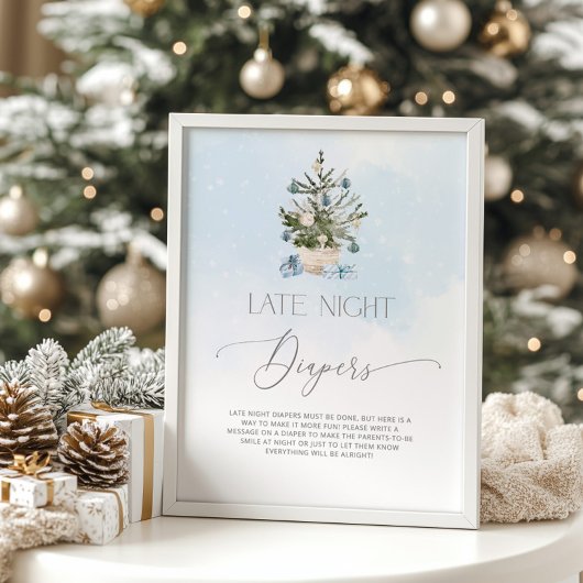 Poster Barre de chocolat chaud à l'arbre de Noël bleu