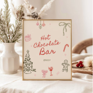 Poster Barre de Chocolat Chaud Dessinée à la Main pour No