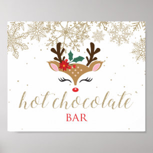 Poster Barre de chocolat chaud Renne de Noël Or