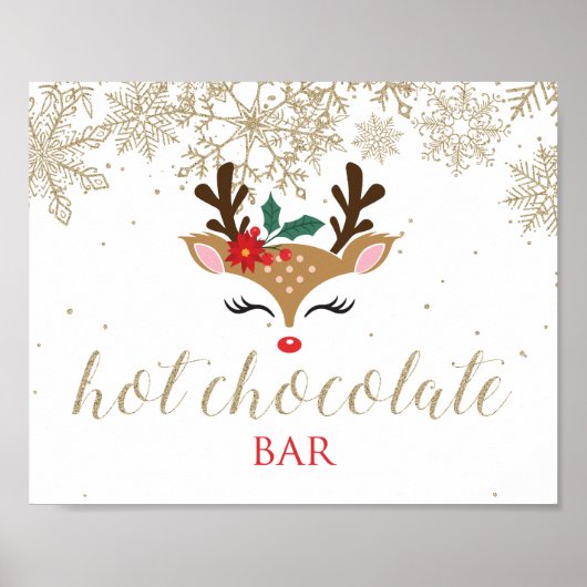 Poster Barre de chocolat chaud Renne de Noël Or (Devant)