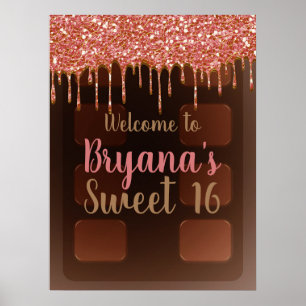 Poster Barre de chocolat scintillant rose pour Sweet 16