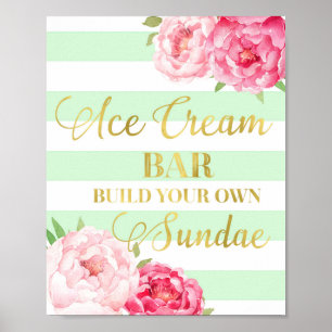 Poster Barre de crème glacée rose Floral Signal Gold Mint