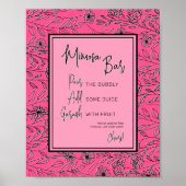 Poster Barre de douche à fleurs rose et noir (Devant)