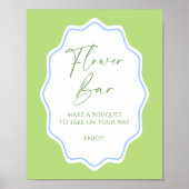 Poster Barre de fleurs à cadre bleu bleu vert (Devant)