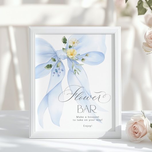 Poster Barre de fleurs à ruban bleu Fleurs en fleurs