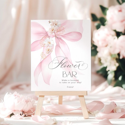 Poster Barre de fleurs à ruban rose Fleurs en bar