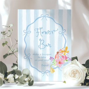 Poster Barre de fleurs Coquette Whimsical Bow Blue