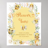 Poster Barre de fleurs d'abeille aquarelle (Devant)