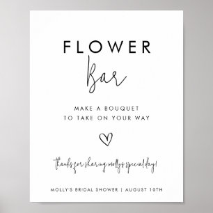 Poster Barre de fleurs minimaliste noir et blanc avec coe