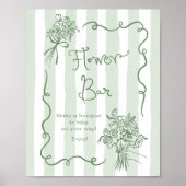 Poster Barre de fleurs Whimsical Sage vert main dessinée (Devant)