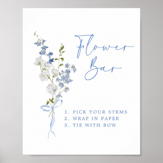 Poster Barre de flux de Fleur sauvage bleu (Devant)