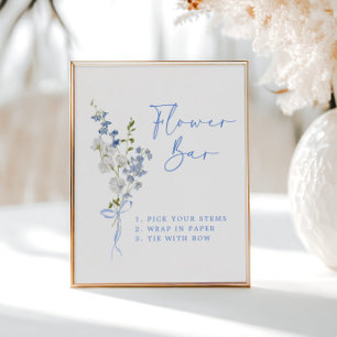 Poster Barre de flux de Fleur sauvage bleu