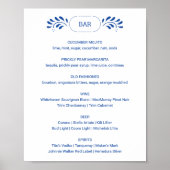 Poster Barre de Mariage Bleue Style Puebla Panneau Menu (Devant)
