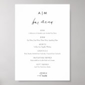 Poster Barre de Mariage de script Monogram Menu Signer (Devant)