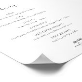 Poster Barre de Mariage de script Monogram Menu Signer (Coin)