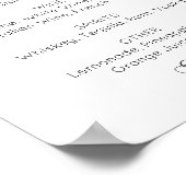 Poster Barre de mariage de script noir et blanc. Boissons (Coin)