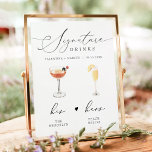 Poster Barre de Mariage de signature de script VALENTINA<br><div class="desc">Cette signature imprimable signe de boisson modèle une police de script élégante et un design moderne minimaliste. L'aquarelle est faite à la main et 15 boissons populaires sont incluses dans cette liste. Cliquez sur le bouton "modifier en utilisant l'outil de conception" dans la section de personnalisation pour voir les boissons...</div>