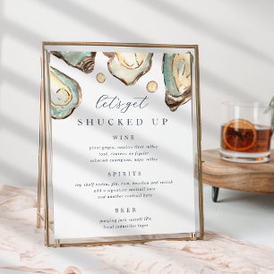 Poster Barre de Mariage d'huîtres d'aquarelle côtière Pan