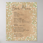 Poster Barre de Mariage Floral Rustic Baby's Breath Menu  (Devant)