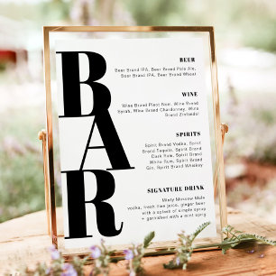 Poster Barre de Mariage moderne en gras RILEY