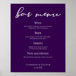 Poster Barre de Mariage Royal Purple White Typography Men