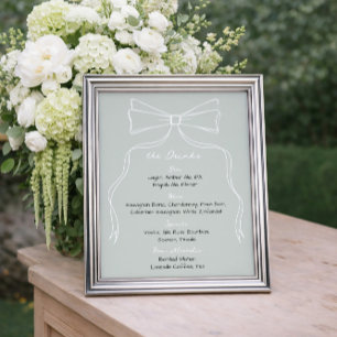 Poster Barre de Mariage verte de soodle Bow Sage dessiné 