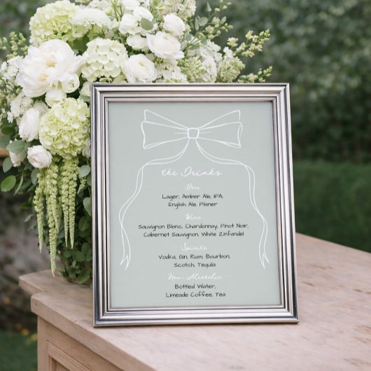 Poster Barre de Mariage verte de soodle Bow Sage dessiné