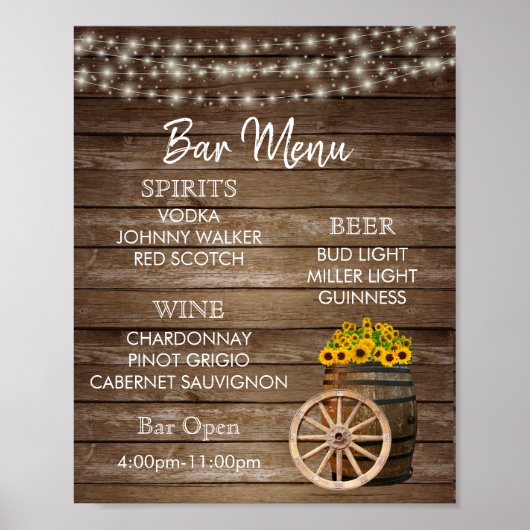 Poster Barre de menu - Barre de bois avec tournesol (Devant)