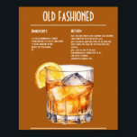 Poster Barre de recettes classique à l'ancienne<br><div class="desc">Revenez dans le temps et savourez la sophistication intemporelle d'un classique Old Fashioned avec cette recette facile à suivre. Fabriqué avec du whisky de bourbon ou de seigle, un soupçon de sucre, et quelques touches de bittes, ce cocktail emblématique respire l'élégance et la simplicité. Garni d'une touche d'orange pour un...</div>