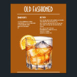 Poster Barre de recettes classique à l'ancienne<br><div class="desc">Revenez dans le temps et savourez la sophistication intemporelle d'un classique Old Fashioned avec cette recette facile à suivre. Fabriqué avec du whisky de bourbon ou de seigle, un soupçon de sucre, et quelques touches de bittes, ce cocktail emblématique respire l'élégance et la simplicité. Garni d'une touche d'orange pour un...</div>