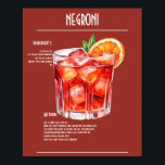 Poster Barre de recettes Negroni classique<br><div class="desc">Découvrez le raffinement intemporel d'un Negroni classique avec cette recette simple mais élégante. Conçu avec des parts égales de gin, de sucré vermouth et de Campari, ce cocktail emblématique présente un équilibre parfait entre saveurs amères et sucrées. Garni d'une touche orange pour un arôme citronné, il s'agit d'une boisson aussi...</div>