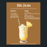 Poster Barre de recettes Tropical Piña Colada<br><div class="desc">Échappez-vous aux tropiques avec cette recette indulgente Piña Colada. Fabriqué avec du rhum blanc, du jus d'ananas et de la crème crémeuse de noix de coco, ce cocktail emblématique est comme un séjour en verre. Garni d'un coin ananas et d'une cerise de maraschino, il est idéal pour boire un verre...</div>