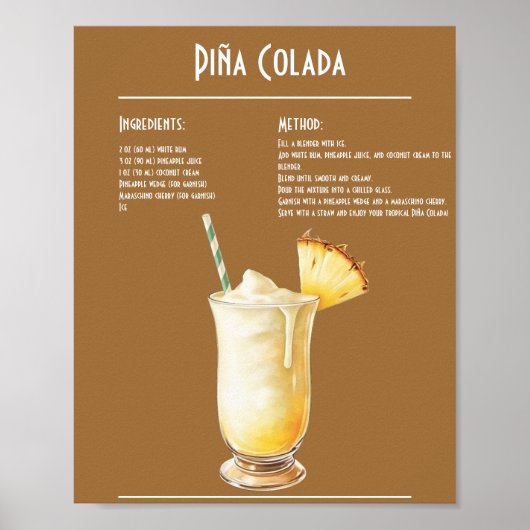 Poster Barre de recettes Tropical Piña Colada (Devant)