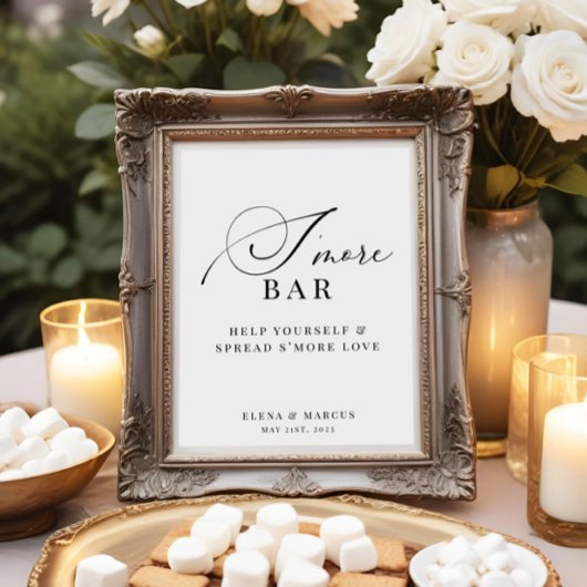Poster Barre de S'mores Mariage Élégant Moderne