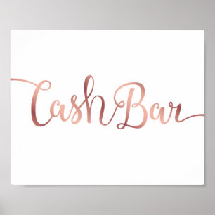 Poster BARRE EN ESPÈCES Or Rose Chic Signer Imprimer